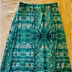 ROZ & ALI woman 3X tie die patterned teal colors SKIRT long stretchy COOL